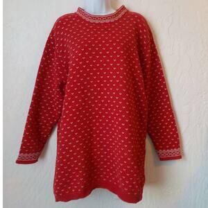 VTG Elizabeth Liz Claiborne Women Plus 1 (XL) Red Knit Sweater Pullover Cotton